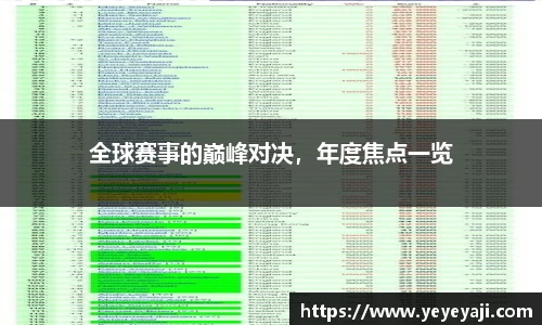 全球赛事的巅峰对决，年度焦点一览